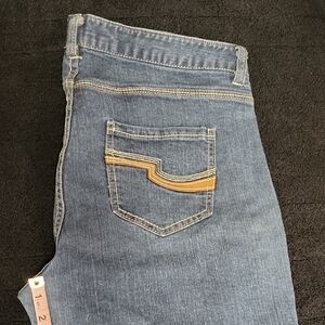 Maurice's Blue Jeans with Tan Accents